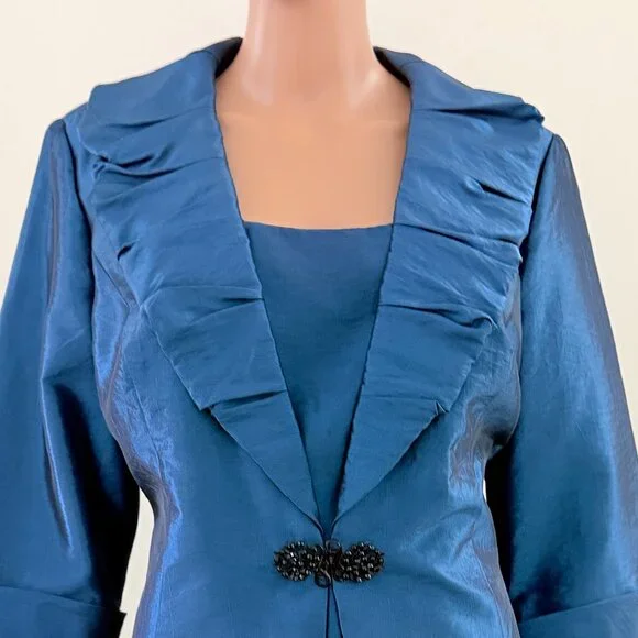 ALEX EVENINGS TWINSET BLUE JACKET & SHELL SET SIZE XL ONE BUTTON - Picture 6 of 10